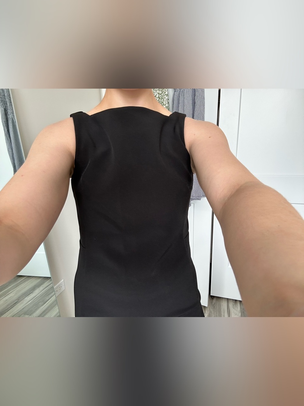 Women's Formal GAP Mini Black Sleeveless Dress with Square Neckline